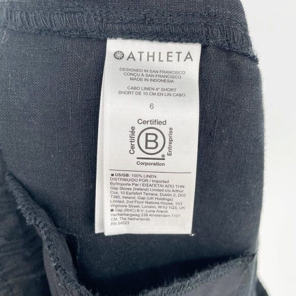 Athleta Cabo Linen 4" Short Black Lightweight Slim Fit Drawstring Women's 6 - Picture 7 of 7